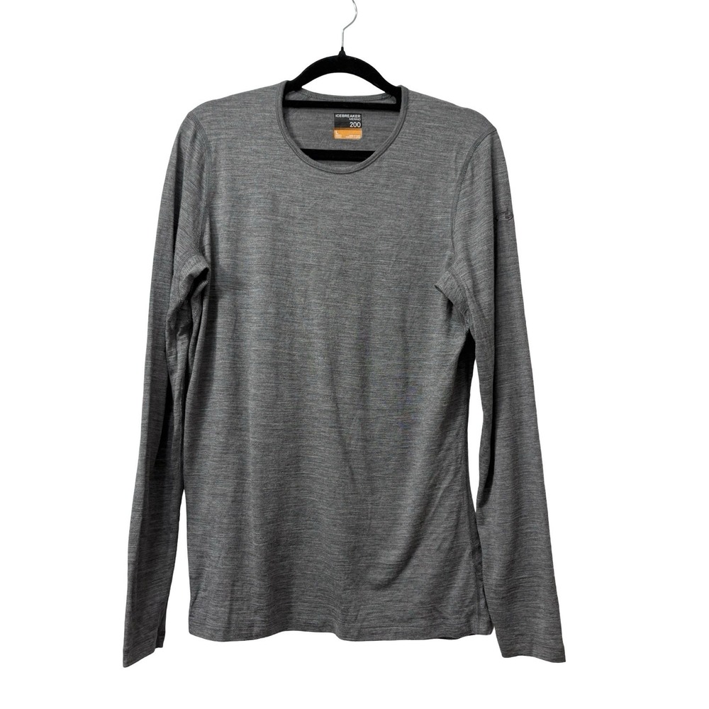 Icebreaker Oasis 200 Merino Wool Crewneck Long Sleeve Shirt Heathered Gray Large